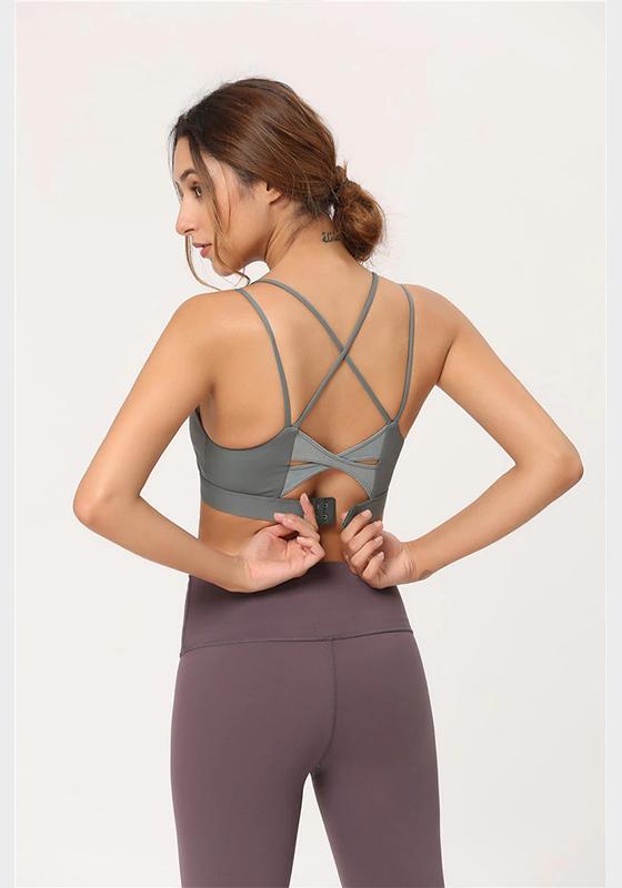 Cross Back Thin Strap Yoga Bra