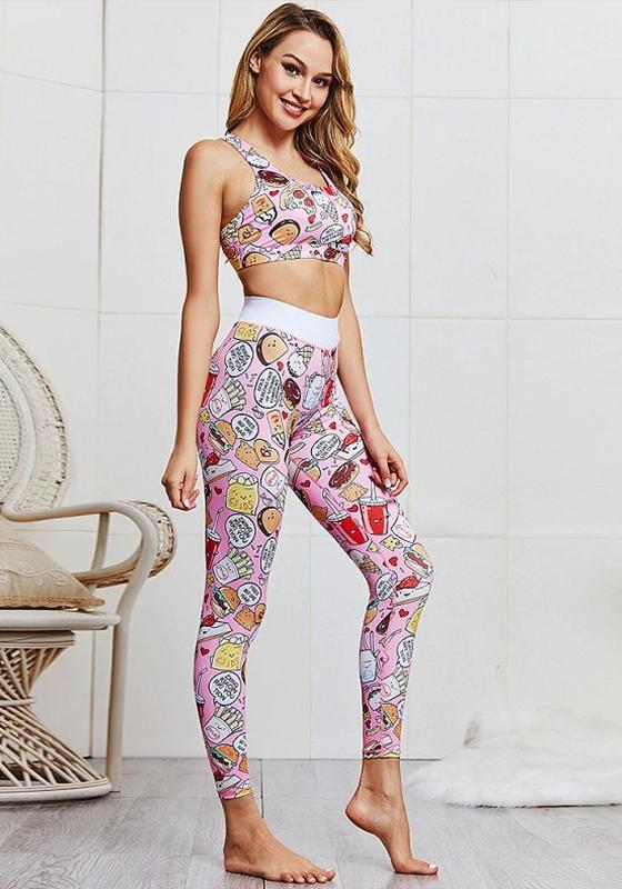 Cartoon Print Yoga Set