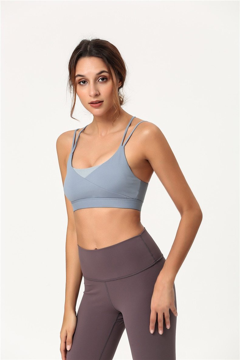 Cross Back Thin Strap Yoga Bra