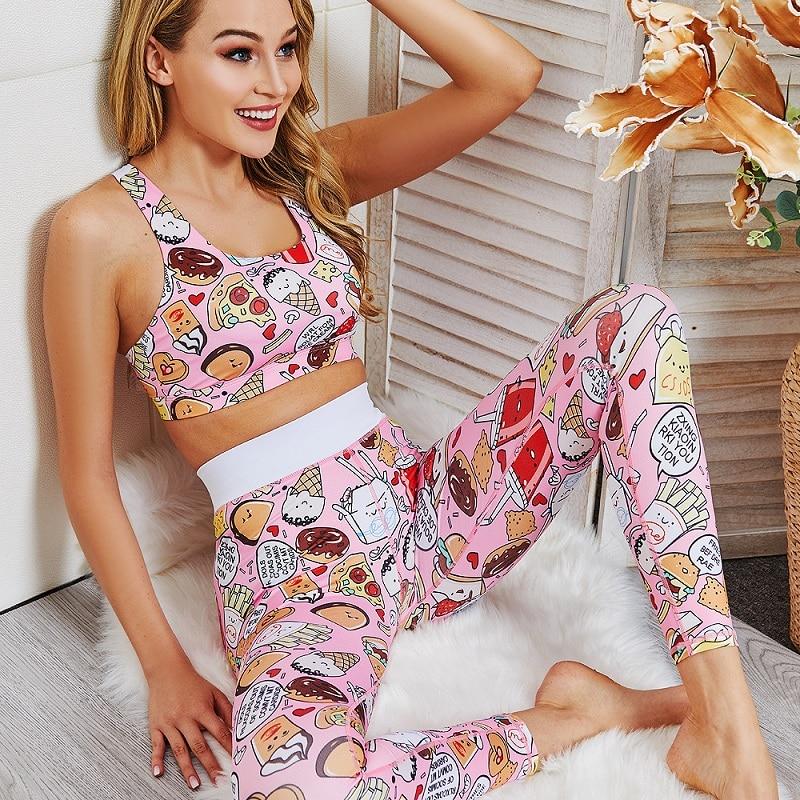 Cartoon Print Yoga Set