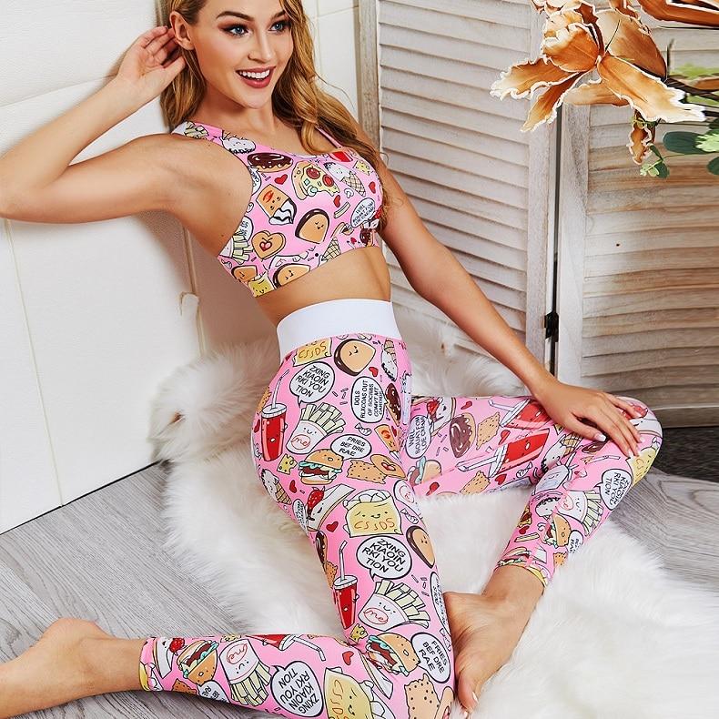 Cartoon Print Yoga Set