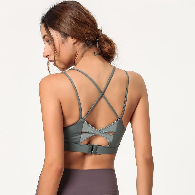 Cross Back Thin Strap Yoga Bra