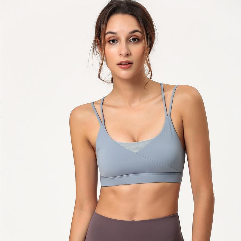 Cross Back Thin Strap Yoga Bra